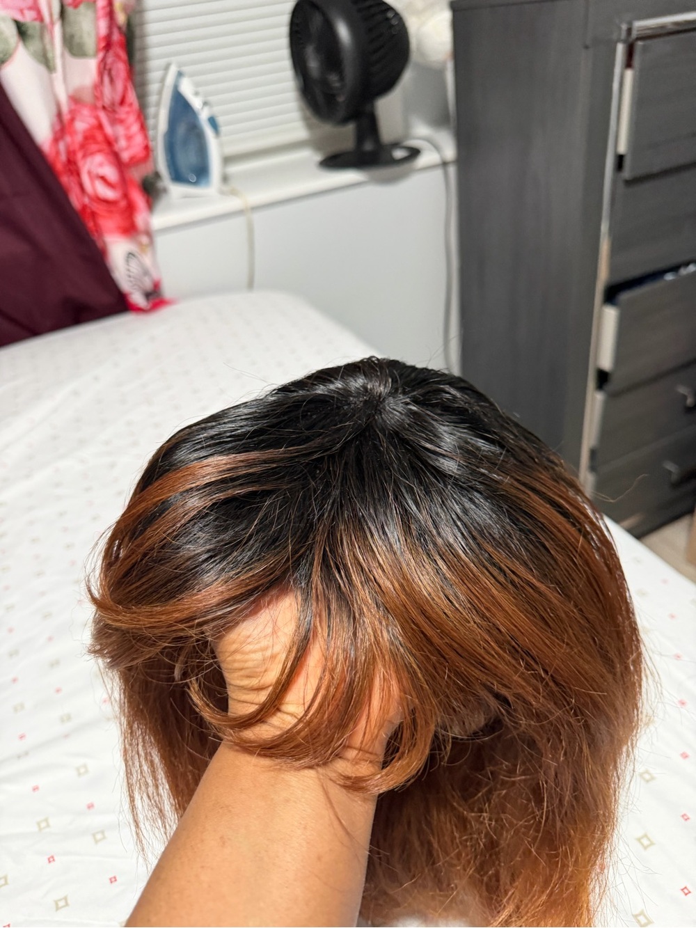 Layered Brown Ombre Women's Wig - Natural Black Roots